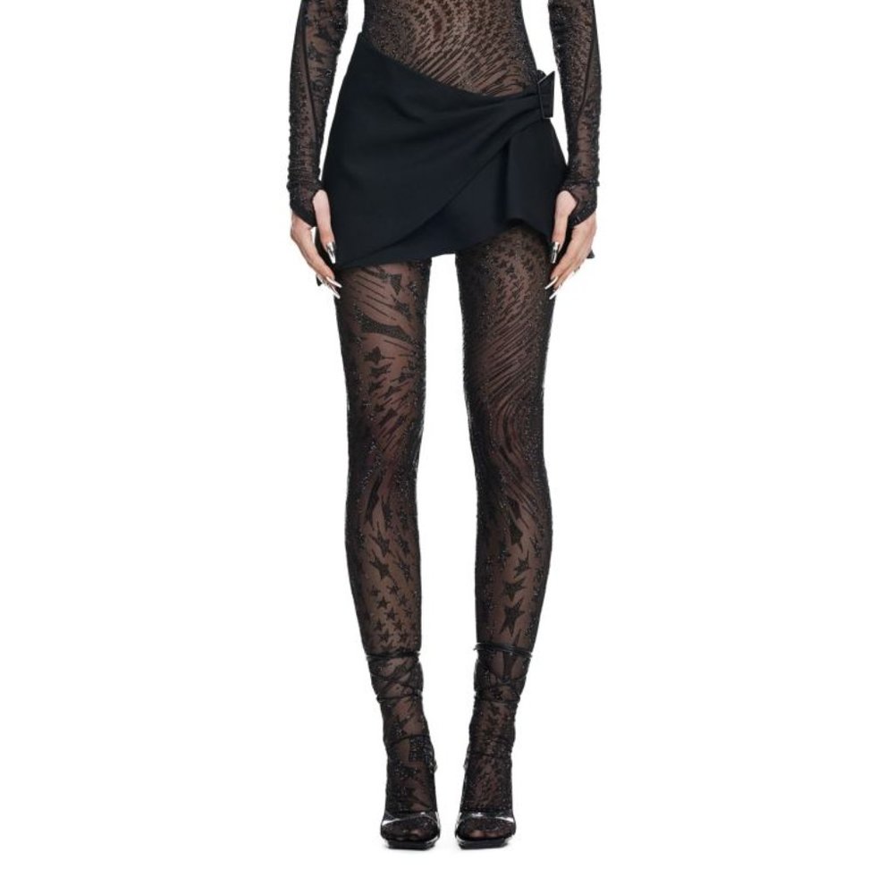 Mugler x HM Rhinestone-embellished Mesh Tights